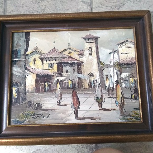 Impressionist Street Scene Original Painting Oil on Canvas Signed and Framed - Picture 2 of 9